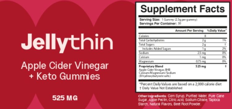 JellyThin Ingredients Supplement Facts