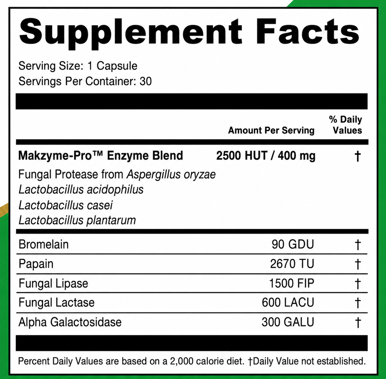 GutVitali Supplement Fact
