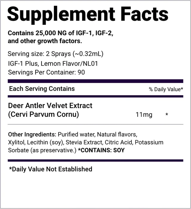 Nutronics IGF 1 Plus Supplement Fact